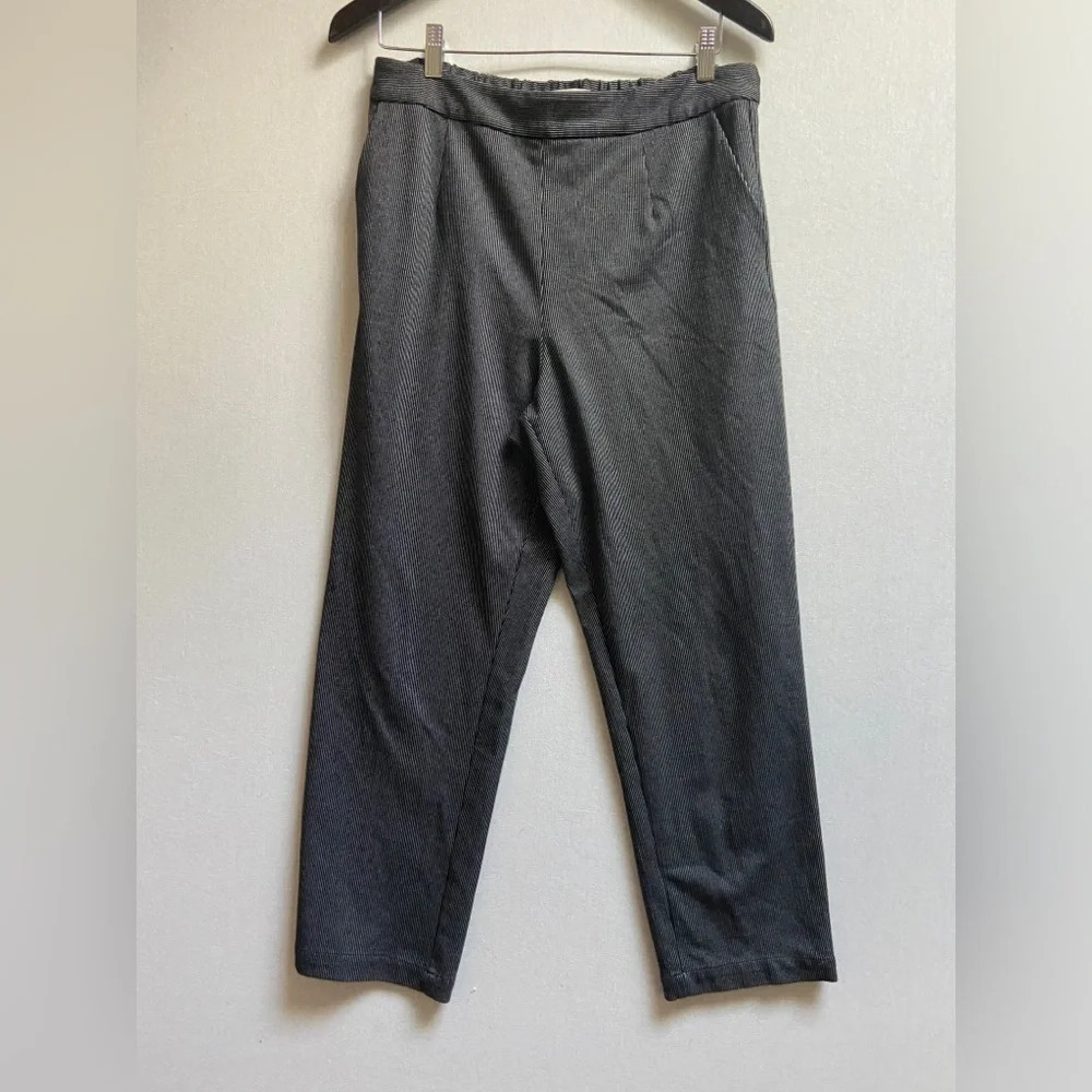 Monk & Lou Anthropologie Black White Striped Pull On Pants Sz L